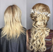 before after bead hair bride extensions blonde hair