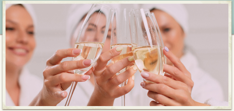 Spa ladies enjoying beverages